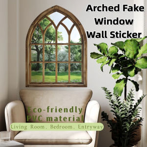 2Pc Arched Fake Window Wall Stickers Green Scenery Wall Mural Removable Decal Home Decor Sticker