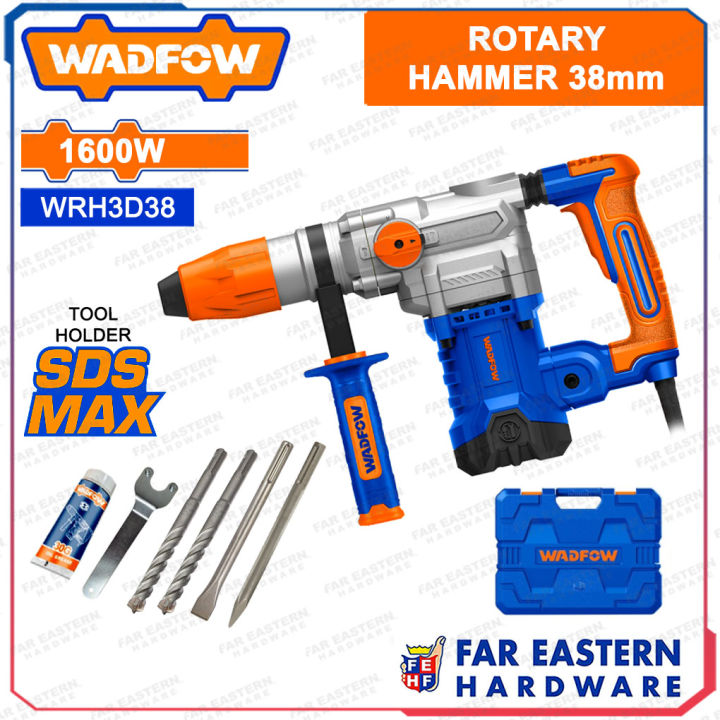 WADFOW Rotary Demolition Hammer Drill 38mm SDS MAX 1600W Jackhammer