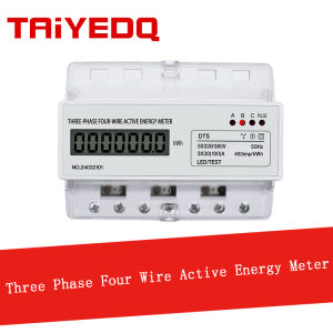 Ba pha bốn dây Din Rail Đồng hồ đo năng lượng 380V LCD điện tử Watt Power Meter wattmeter kWh 100A AC LCD 7p 50Hz 3p4w dts017