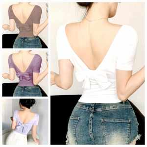 MIKECasual  Plain Color  Scoop Neck Ribbon Cotton Top   - XS to Large - classy and elegant - timeless top - casual or party top - classic top - super kapal ng tela - hindi kayo magsisi - our aim is to produce quality clothes - premium fabric - excellent q