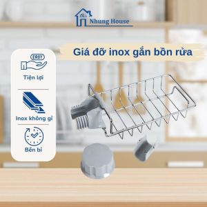 Giá đỡ inox gắn vòi rửa chén để đồ rửa chén ráo nước giá để đồ rửa chén Nhung House