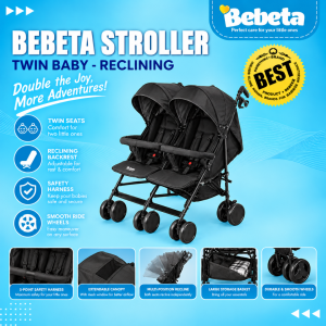 Bebeta Stroller Twin Baby - Reclining Black/Dark Grey