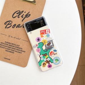 เคส Samsung Galaxy Z Flip 3 Samsung Z FLip 4 5G เคสโปร่งใสกันกระแทกแข็ง TPU ลายการ์ตูนนักบินอวกาศ Casing PC ลวดลายสำหรับ Z Flip 4