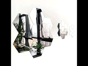 [ 12 PCS ]  Kaca Cermin Hexagonal Besar 18CM |Kaca Cermin Dinding Dekorasi Kamar Rumah Kaca Cermin Hiasan MakeUp