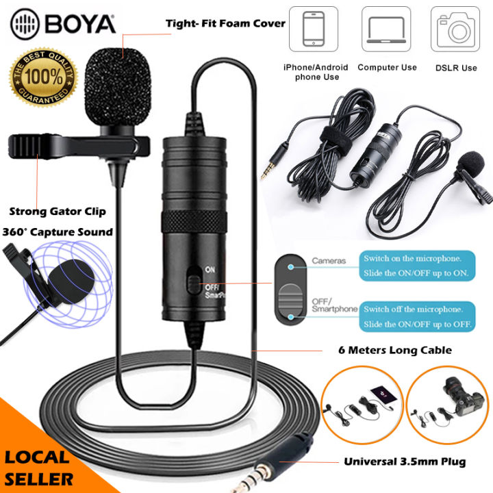 BOYA 3.5mm Audio Video Record Lavalier Lapel Microphone Recording