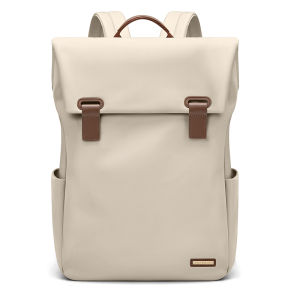 GOLF QUALITY Fashionable Casual Travel Womens Backpack Large Capacity 14 inches Laptop Bag Simple Womens Bag Dual Shoulder Bag Waterproof Nylon Fabric Backpack Apricot Commuter Backpack