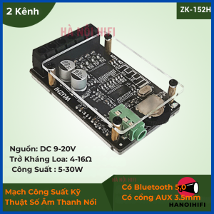 ZK 152H Mạch khuyếch đại công suất 15w+15w có bluetooth 5.0 từ hãng wuzhi audio