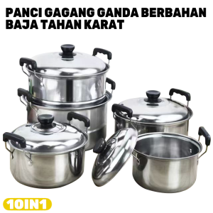QME 12in1 Panci Steamer Set Stainless isi 5 pcs + 2pcs Kukusan Panci Bahan Tebal PREMIUM/Panci Stainless set