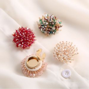 GENENIC 2pcs Đế bằng đồng thau Khóa cài áo bằng hạt pha lê Thanh lịch Đầy màu sắc Nắp nút bấm Thời trang Cổ điển Nút áo tay áo Phụ Kiện Áo Sơ Mi