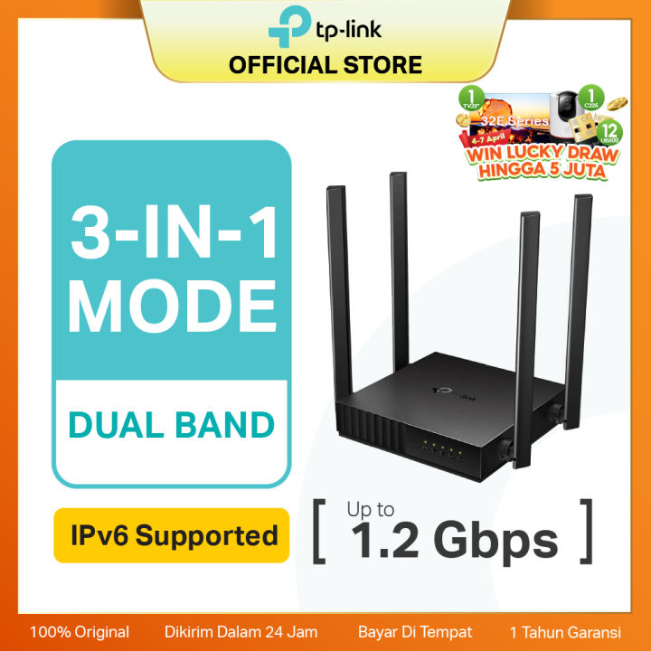 Tp-link Archer C54 AC1200 300Mbps Dual Band Wi-Fi Router tplink C54 wifi router tp link black ruter with 4 antena Garansi Resmi 1 Tahun