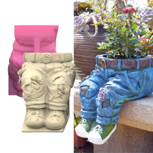 Silicone Mould for Flower Pots Vase Mold Pants Sitting Concrete Epoxy Resin Mold Casting Tool DIY Craft Decors