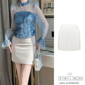 ZYHT Eravogue Womens New High-waisted Package Hip Half-body Skirt Super Nice Hundred Temperament White Short Skirt 70641