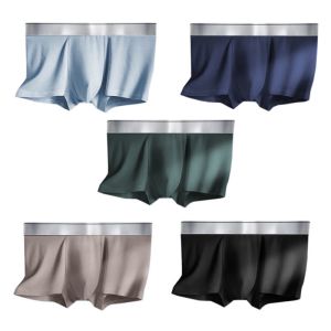 (แพค 5 ตัว คละสี) สุ่มสีผสม ชุดชั้นในชายสีทึบเซ็กซี่ผ้าไหมน้ำแข็งกางเกงนักมวยกางเกงขาสั้นเอวกางเกงระบายอากาศกางเกงนักมวยผู้ชาย