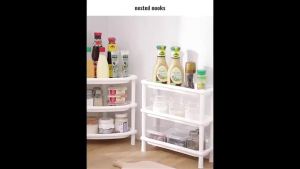 White Compact Minimalist Muji Japandi Style 2 Tier 3 Tier Desktop Storage Rack for Kitchen Spice Rack Bathroom Organizer