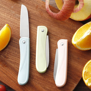 PREMIUM Pisau Lipat Stainless Pisau Buah Dapur Cake Kecil Tajam Dengan Penutup Sarung Plastik Pisau Dapur Tajam Anti Karat Serbaguna