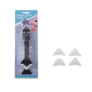 Silicone Caulking Tools 3 in 1 Silicone Caulking Scraper Tool With 5 Replaceable Silicone Pads Caulk Remover Sealant Finishing Tool For Bathroom Kitchen Window Sink Joint