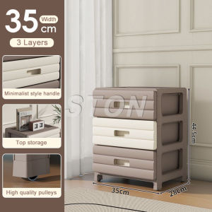 Salvo Multi-Layer Storage Cabinet with Drawers - Moisture Mildew Proof Organizer for Clothes Toys Office Items Space-Saving Bedside Cabinet Wheels for Bedroom Home
