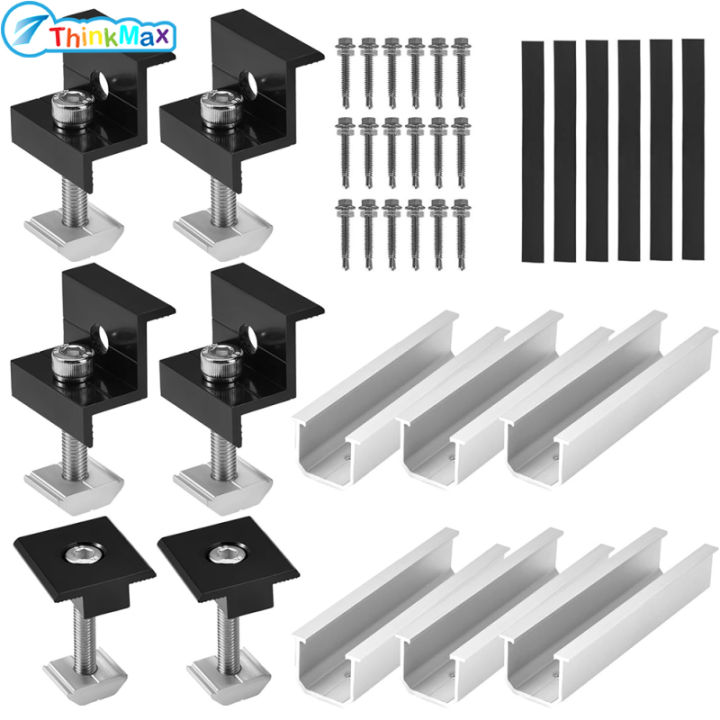 Solar Panel Bracket Kit 6 Pieces Aluminium 12 Cm U-shape Mounting Rail ...