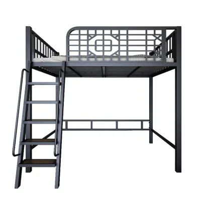 Iron art elevated bed small household Chinese space-saving duplex second floor loft bed single upper bed bed table iron frame beds