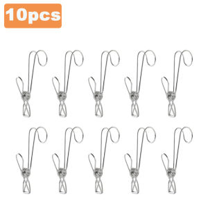10pcs Large Clothes Pins Stainless Steel Clothes Pegs Windproof Clothing Drying Hanger Photo Clips Household Laundry Storage Holder