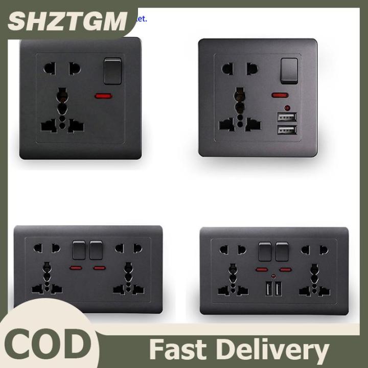 SHZTGM Ổ cắm USB tiêu chuẩn EU Ổ cắm điện gắn tường bảng nhúng màu xám ...