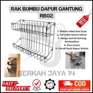 RB 02 RAK GANTUNG BUMBU DAPUR SUSUN 2 WARNA HITAM BAHAN BESI TEBAL HARGA MURAH BARANG BERKUALITAS PROMO DISKON TERLARIS