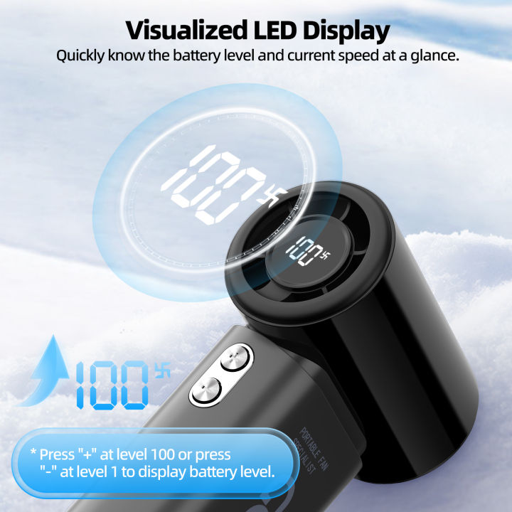 GOOJODOQ Mini Fan 4000mAh High Speed Handheld Fan Pocket Fan 10x ...