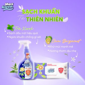 Khăn Ướt Lau Bề Mặt Đa Năng MaxKleen Loại Bỏ 99.9% Vi Khuẩn Hương Trà Xanh & Cam Bergamot 30 Miếng/Gói