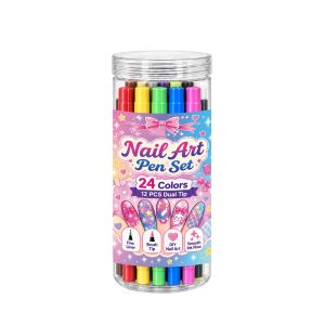 12pcs Dual-Ended Nail Art Pen Set – Waterproof Fine Liner Nail Drawing Pens Portable DIY Nail Art Design Tools for Holiday Party & Daily Manicure 12 Colors
