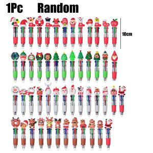 5Pcs Christmas Mini 4-Color Ballpoint Pen Cute Santa & Reindeer Cartoon Design 0.5mm Smooth Ink for Student Stationery Gifts