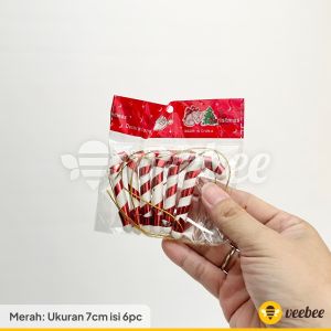 Mainan natal tongkat 7cm 9cm 12cm / candycane christmas tree ornament/ hiasan pohon natal hampers