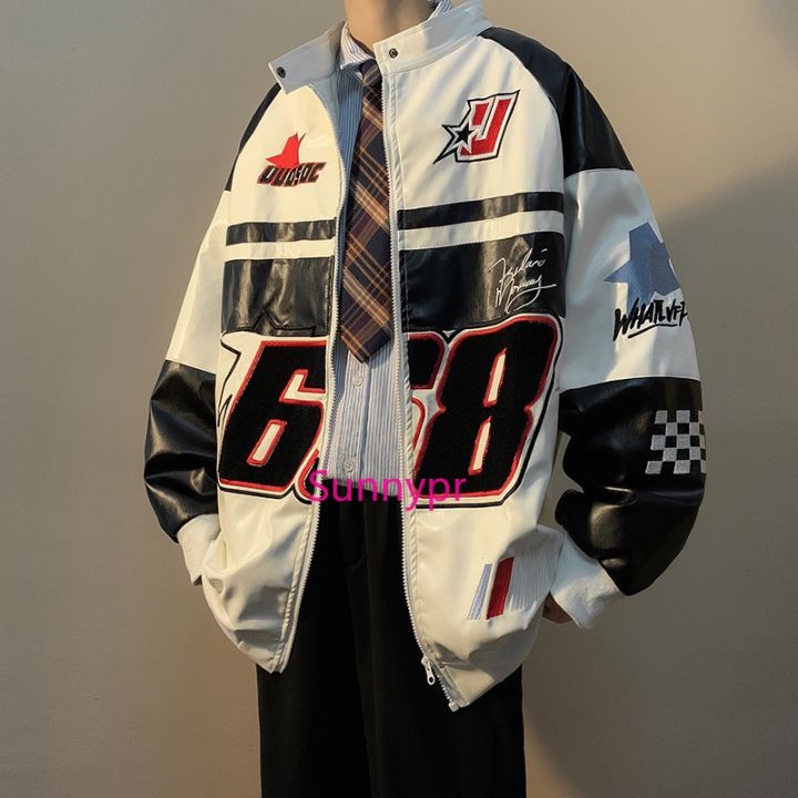 Y2K Vintage American Streetwear Men PU Leather Harajuku Oversize