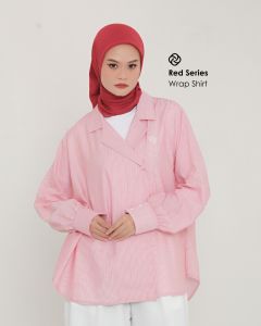 KEMEJA RED WRAP SHIRT SERIES BY DEENAY BAHAN COTTON ALL SIZE ATASAN WANITA PREMIUM