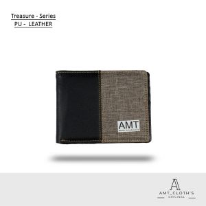 AMT Bibury Wallet - Dompet Pria Bahan Kanvas kombinasi Kulit PU Premium JP44