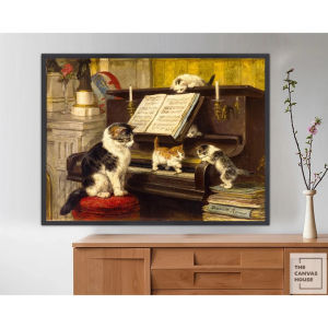 Tranh in Canvas Tác Phẩm The Piano Lesson (1897) Henriette Ronner-Knip (Đã có khung móc đinh treo) - The Canvas House