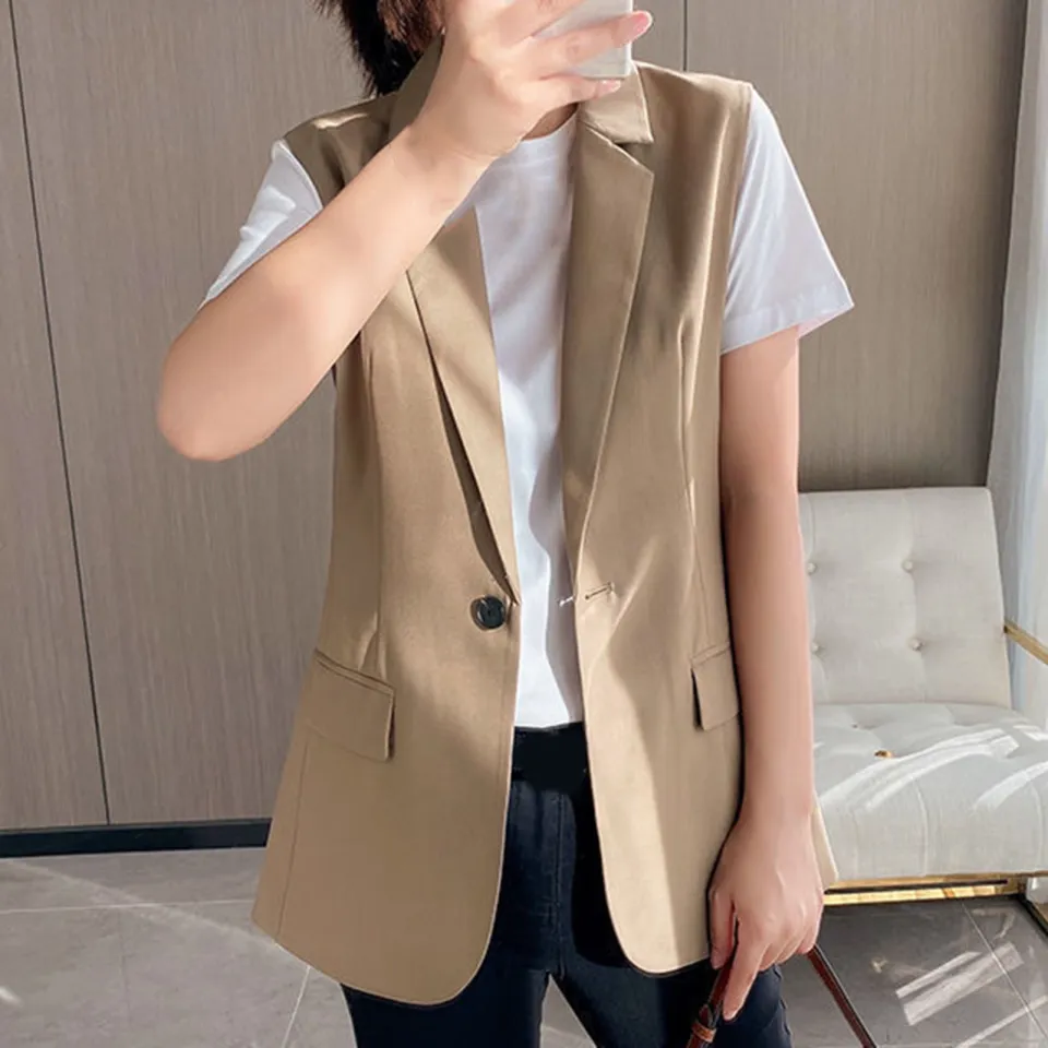 Sleeveless Blazer Type Dress Shemi Blazer For Women Korean Style