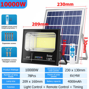 Slamp Solar Light Outdoor Waterproof 50000W solar lights with solar panel Light Control Induction solar garden lig Charged Power Display solar flood light White Light High Brightness Wall Lights with Remote Control Apply to Courtyard Street Balcony