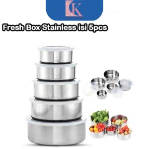 FRESH BOX STAINLESS - SET ISI 5 PCS PROTECT FRESH BOX RANTANG SUSUN 5 MULTIFUNGSI