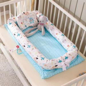 Baby Newborn Crib Set Infant With Pillow Guard Fence Portable Soft Waterproof Foldable Removable Outdoor Cotton Travel Baby Bed Set 4 In 1 Travel Bed For Newborn Baby Girl Boy 6 to 12 Months