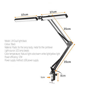Double Head LED Desk Lamps Dimmable Led Computer Monitor Light adjustable USB Table Lamp Office Study Reading Lighting Fixture