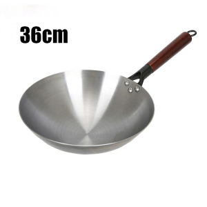 32 34 36 38cm Thickened Uncoated Pre-adjusted Carbon Steel Wok Cooking Pot Chinese Traditional Hand-forged Non-stick Iron Pot