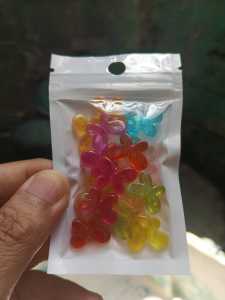 Manik manik mote Asesories Gelang cincin kalung motif kupu kupu besar warna bening putih dan warna warni ukuran 11mm