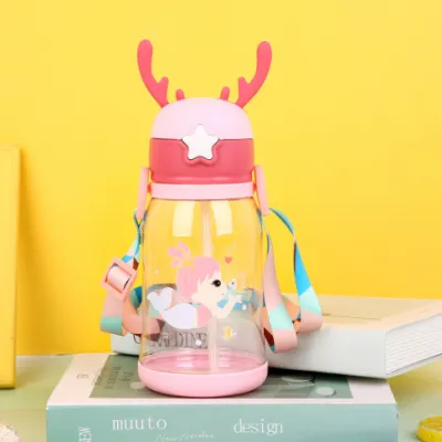Indo - Botol Minum Anak Model Tanduk Rusa Lucu Free Tali Panjang Dan Sticker / Botol Minum Anak 610 ML / Botol Anak Lucu