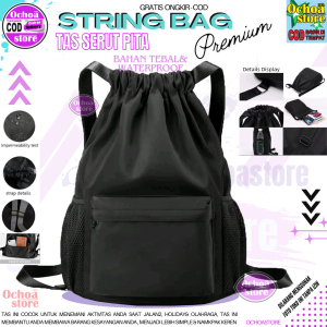 Tas Serut Gendong Anti Air Pria Wanita Motif Metal String Bag / Tas Serut Gendong Waterproof Pria Wanita Multifungsi Tas Olahraga Serut Gendong Backpack