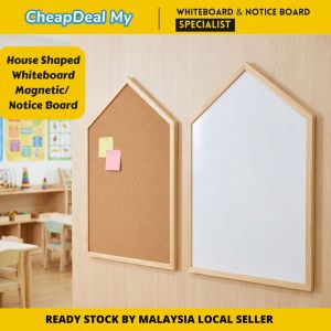 CheapDealMy House Shape Wooden Frame Whiteboard Magnetic Notice Board