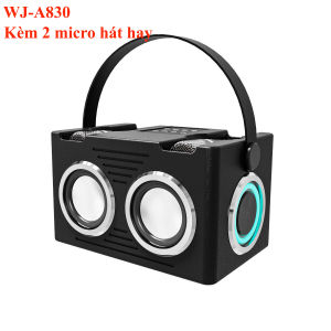 Mẫu mới- Loa karaoke WJ-A830 bass mạnh tặng kèm 2 micro thay đổi giọng nói jack 3.5 nghe lớn hát hay