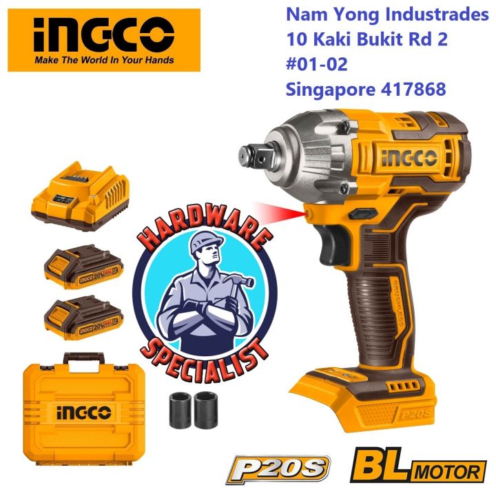 Ingco CIWLI2038 P20S 20V Brushless Lithiumion Cordless Impact Wrench Lazada Singapore