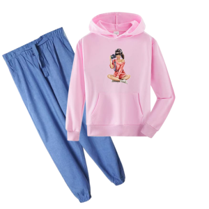 Joy Sana Baju Setelan Wanita Remeja Morning / Sweater Hoodie Morning Dan Celana Panjang Kain Warna Biru