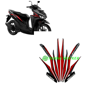STIKER STRIPING LIS BODY MOTOR VARIO 125 2018 CBS FULL HITAM-MERAH