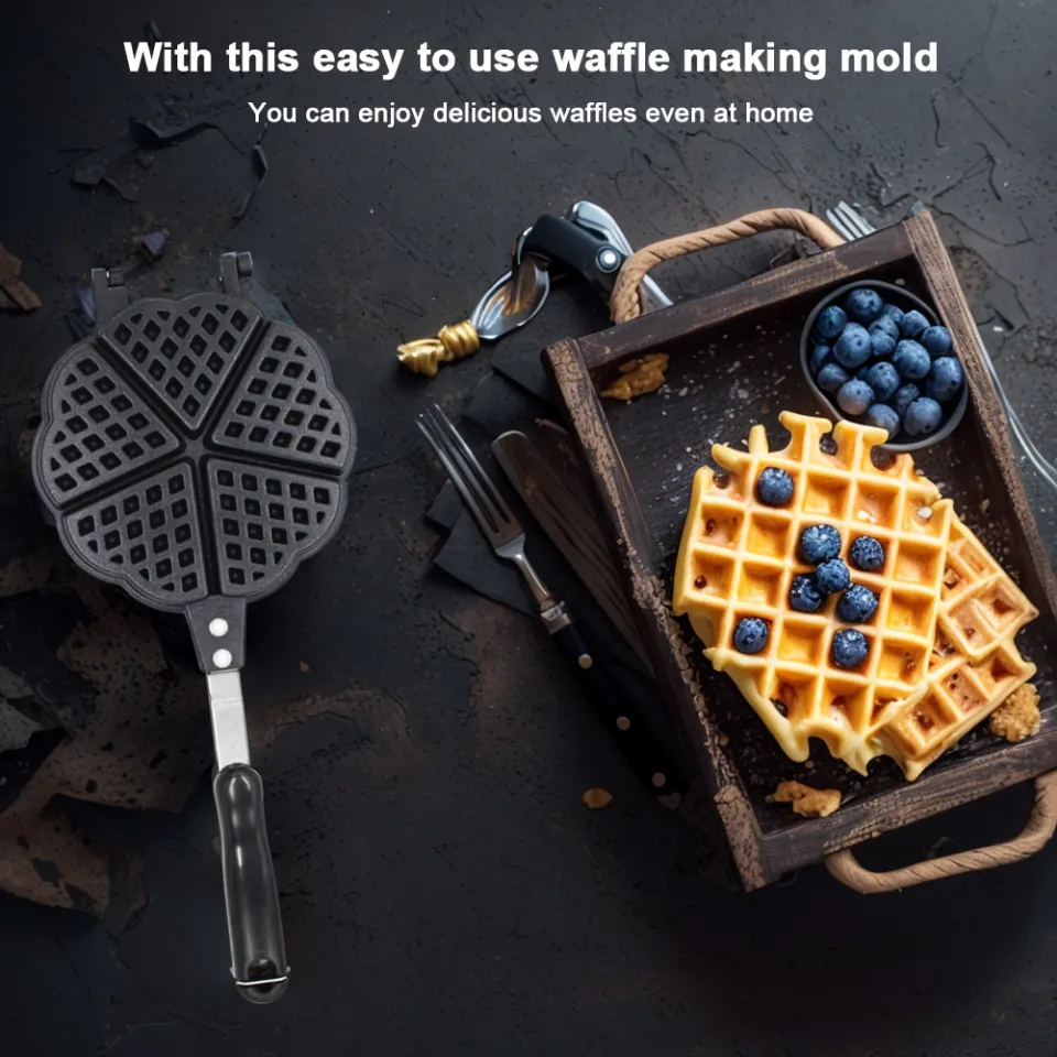Waffle Cake Mold DIY Non-Stick Aluminum Alloy Sandwich Toaster Double Sided  Household Breakfast Frying Pan Baking Tool